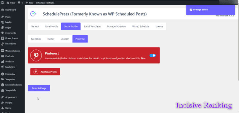 Configure the SchedulePress Social Profile