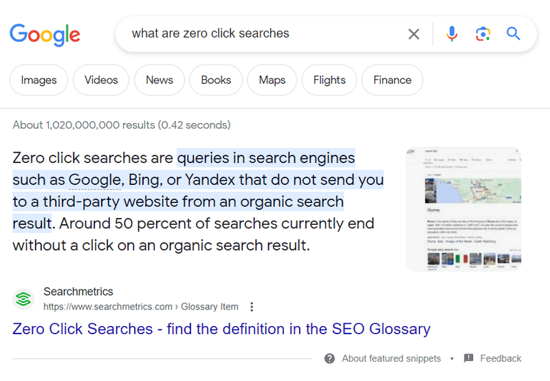 Featured snippet example