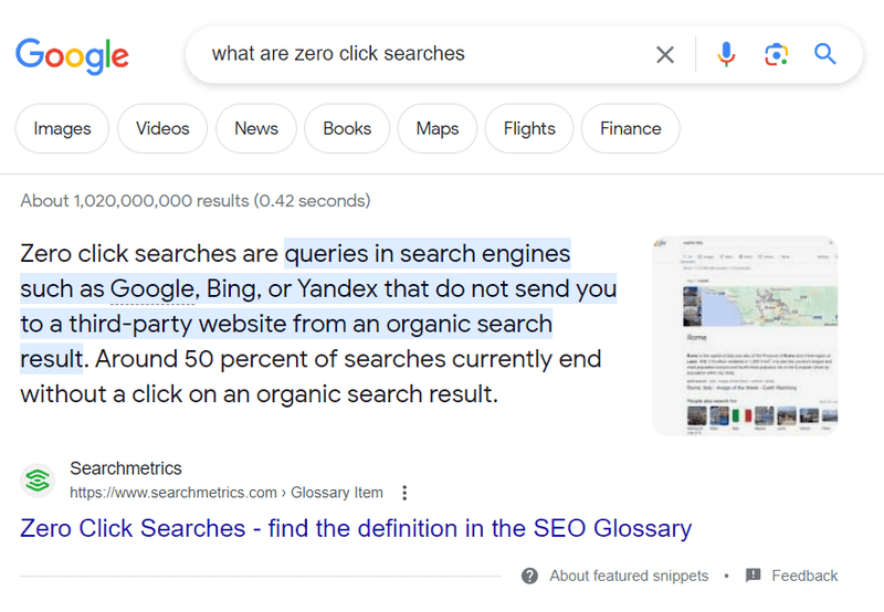 Featured snippet example