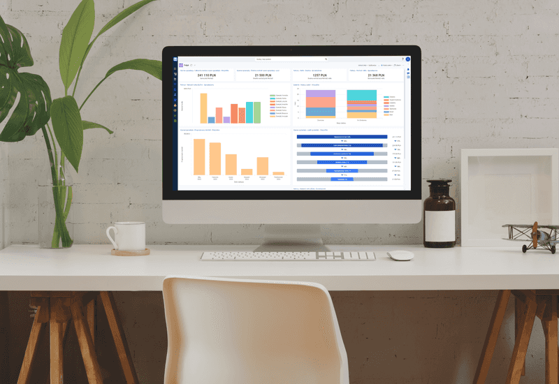 computer with charts