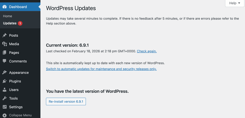 Update WordPress Core