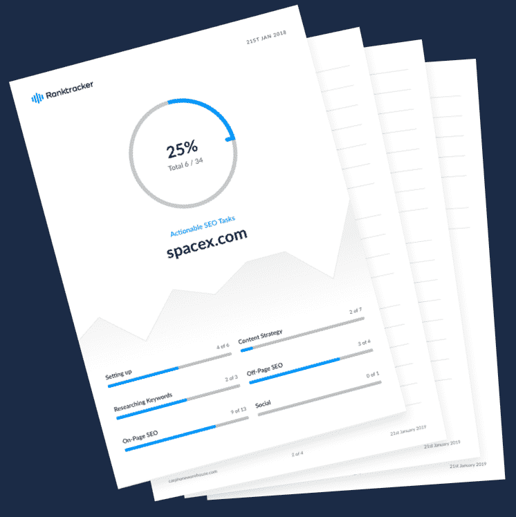 Podívejte se na ukázkový report nástroje Ranktracker